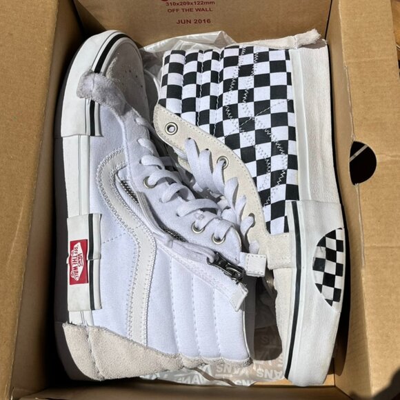 Vans Other - Vans Sk8-Hi Reissue Cap Checkerboard Black White Suede Canvas Sneakers Men's 8